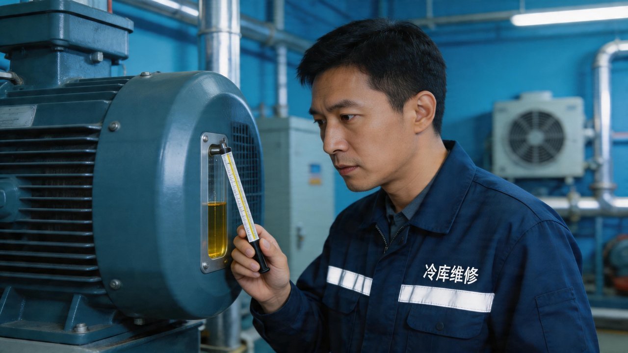 冷库维修人员检查设备