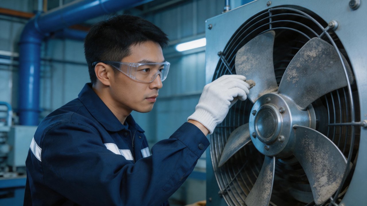 维修技师检查风机