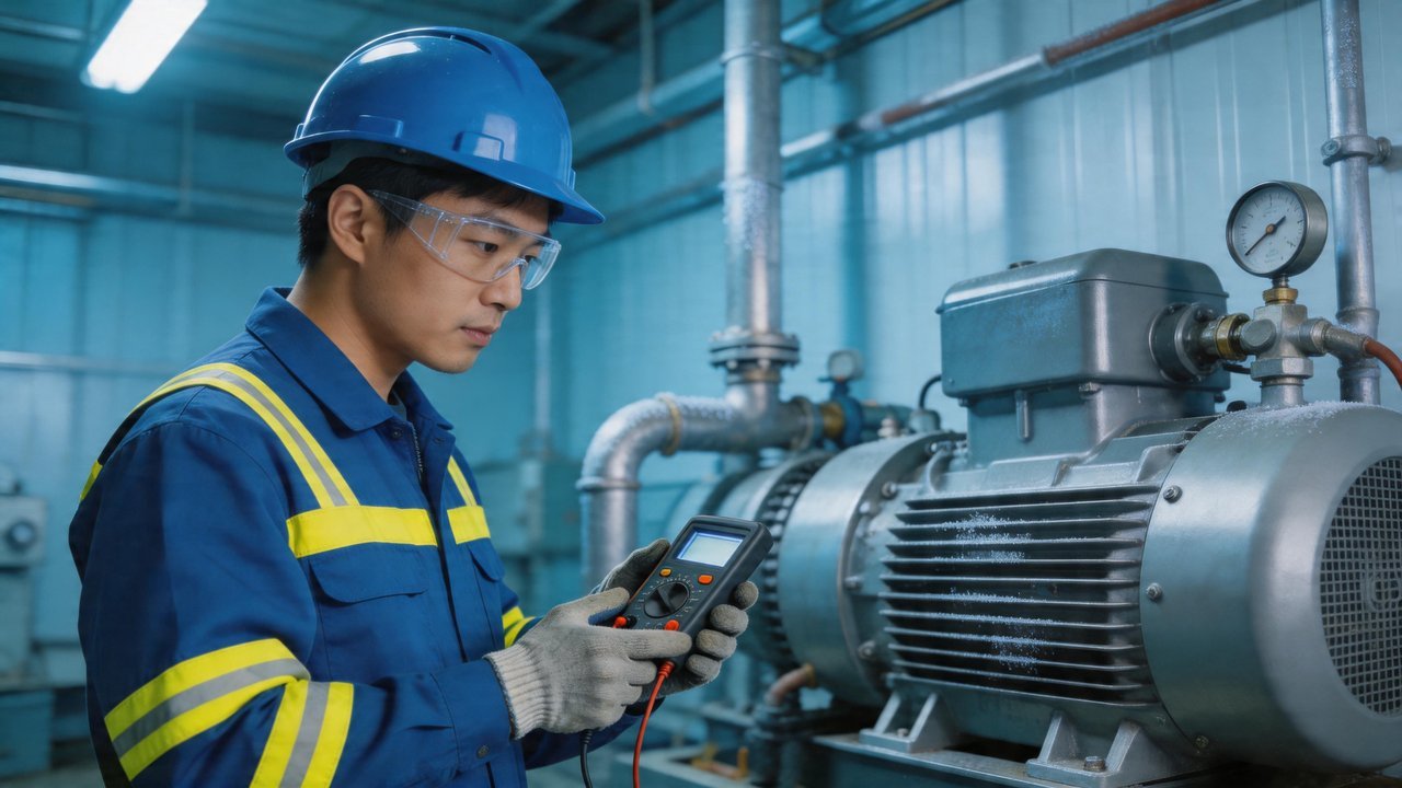 维修工程师检查压缩机