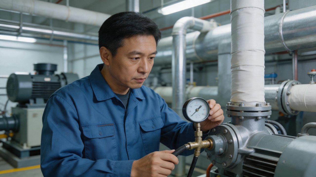 维修师傅检查制冷设备