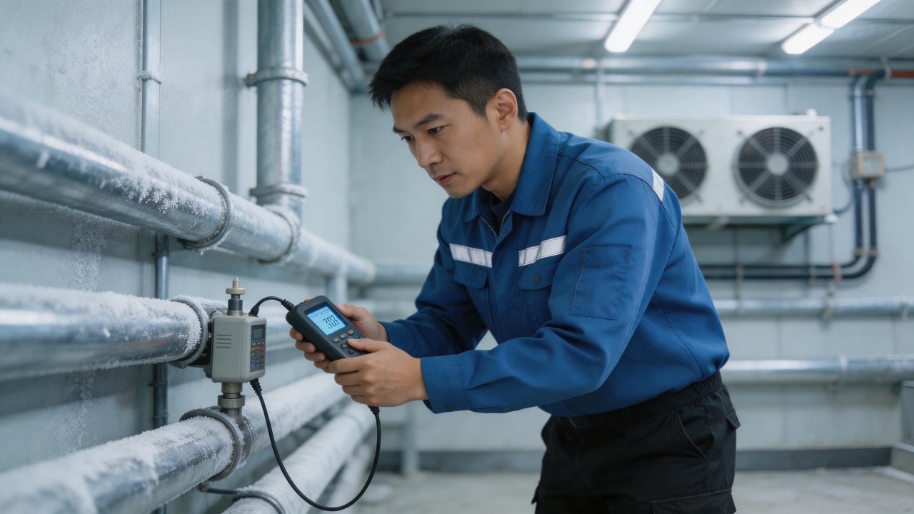 维修人员检查传感器