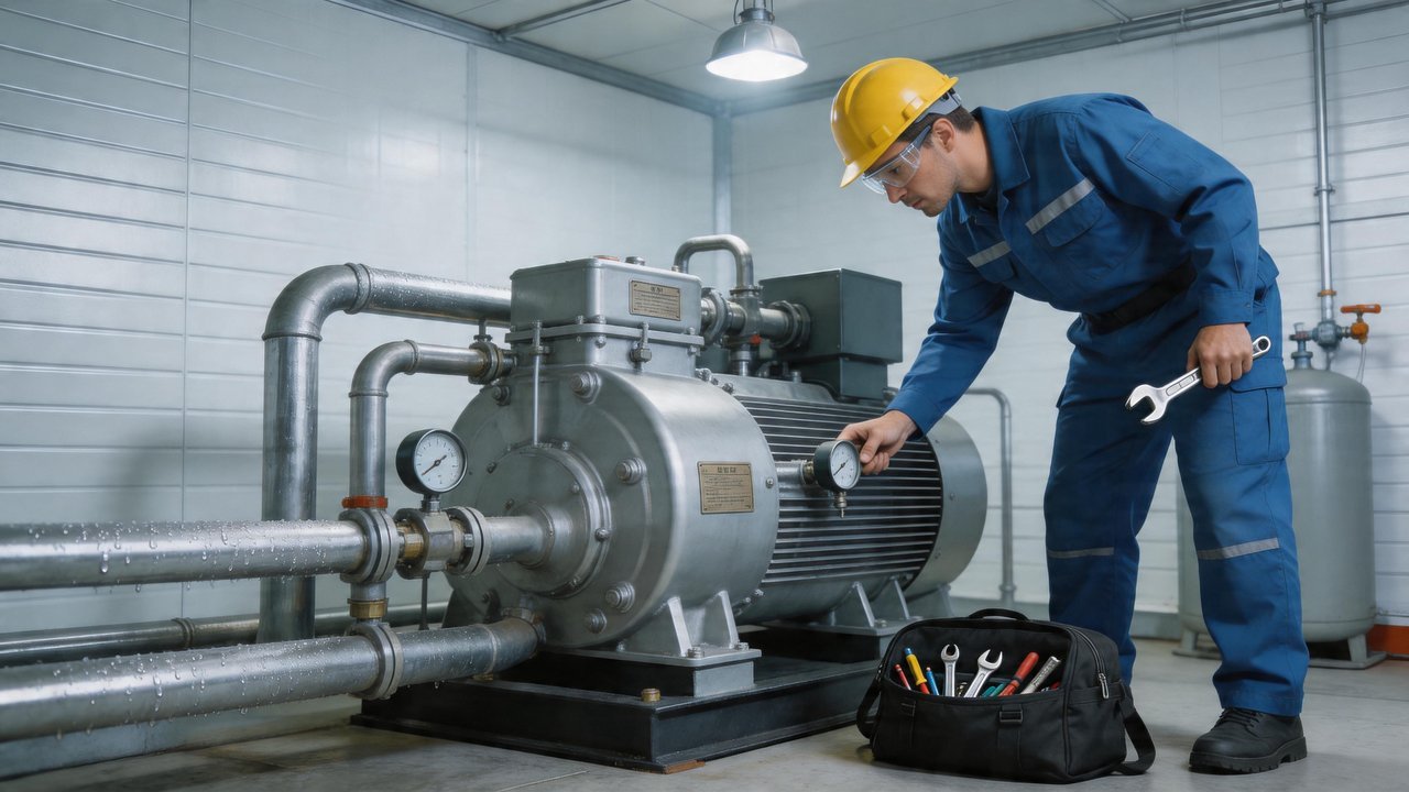 压缩机检修现场