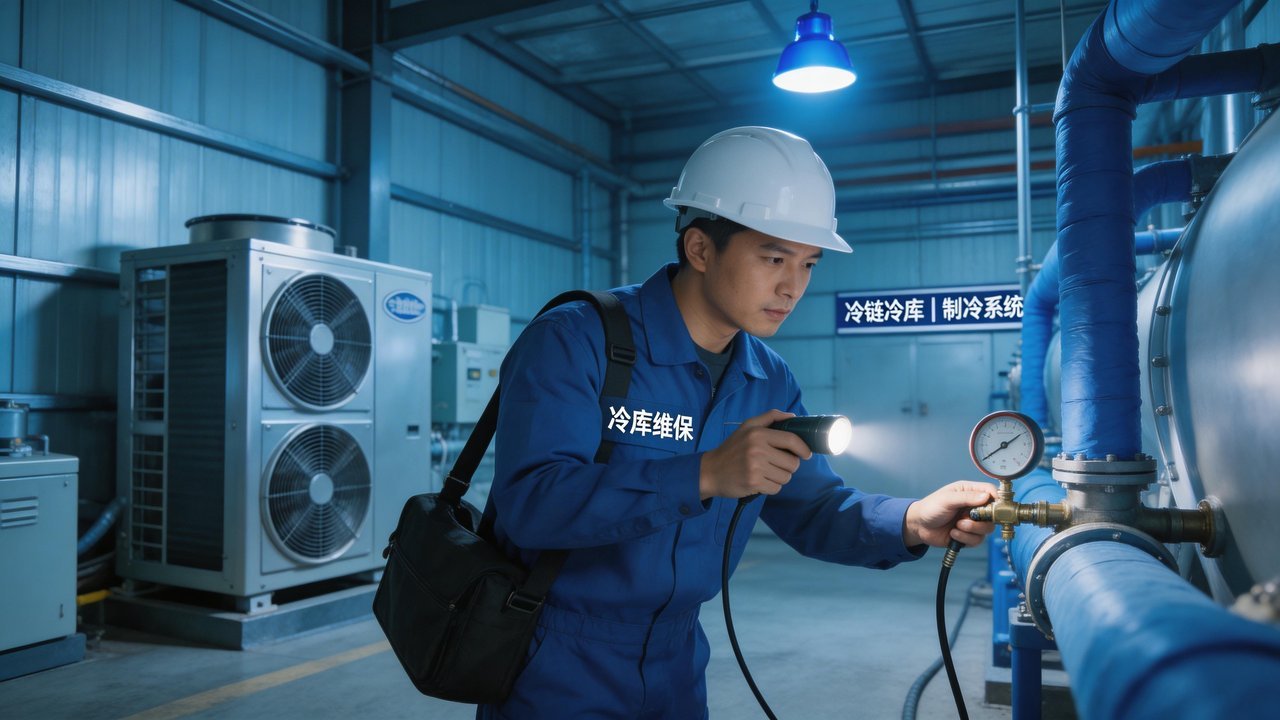 冷库维保师傅维修场景