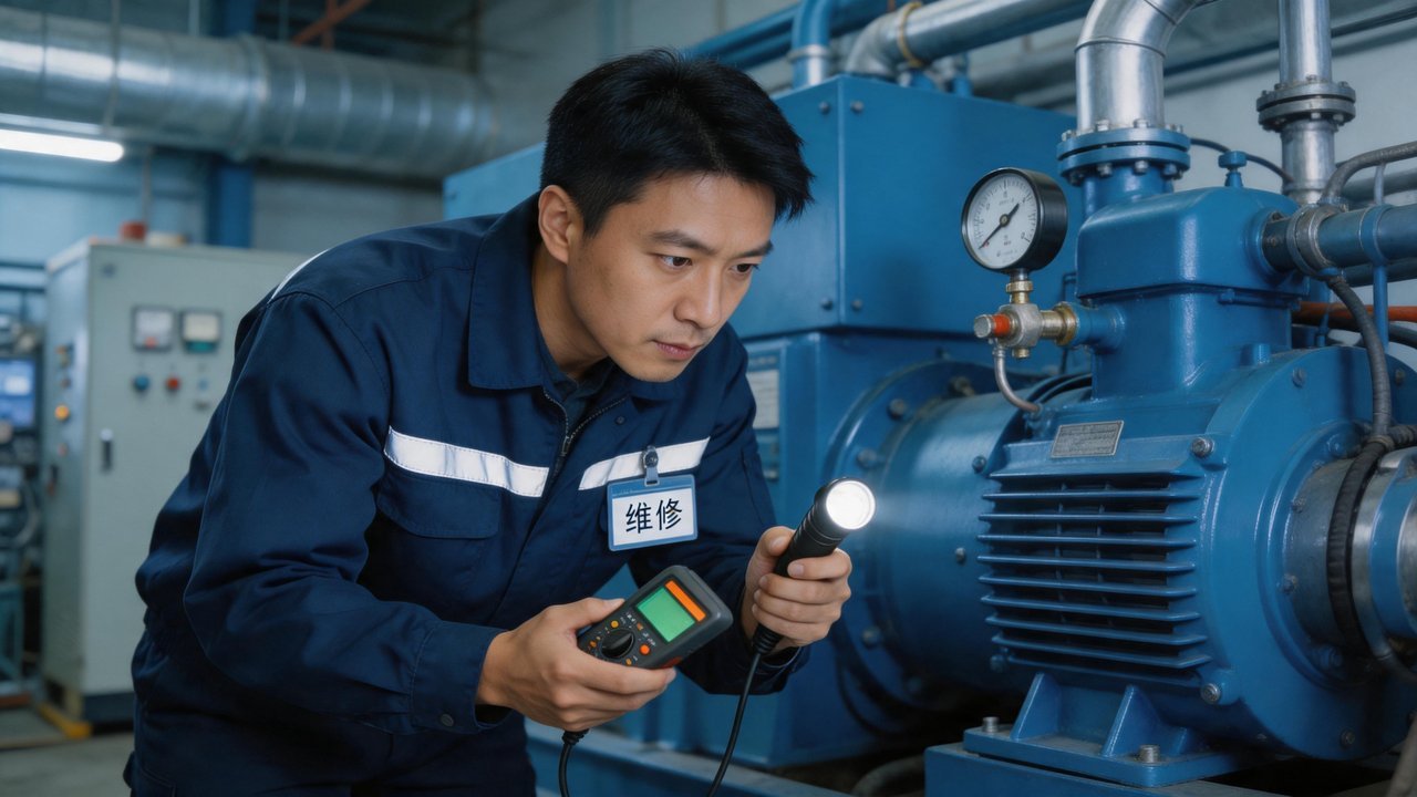 维修工程师检查设备
