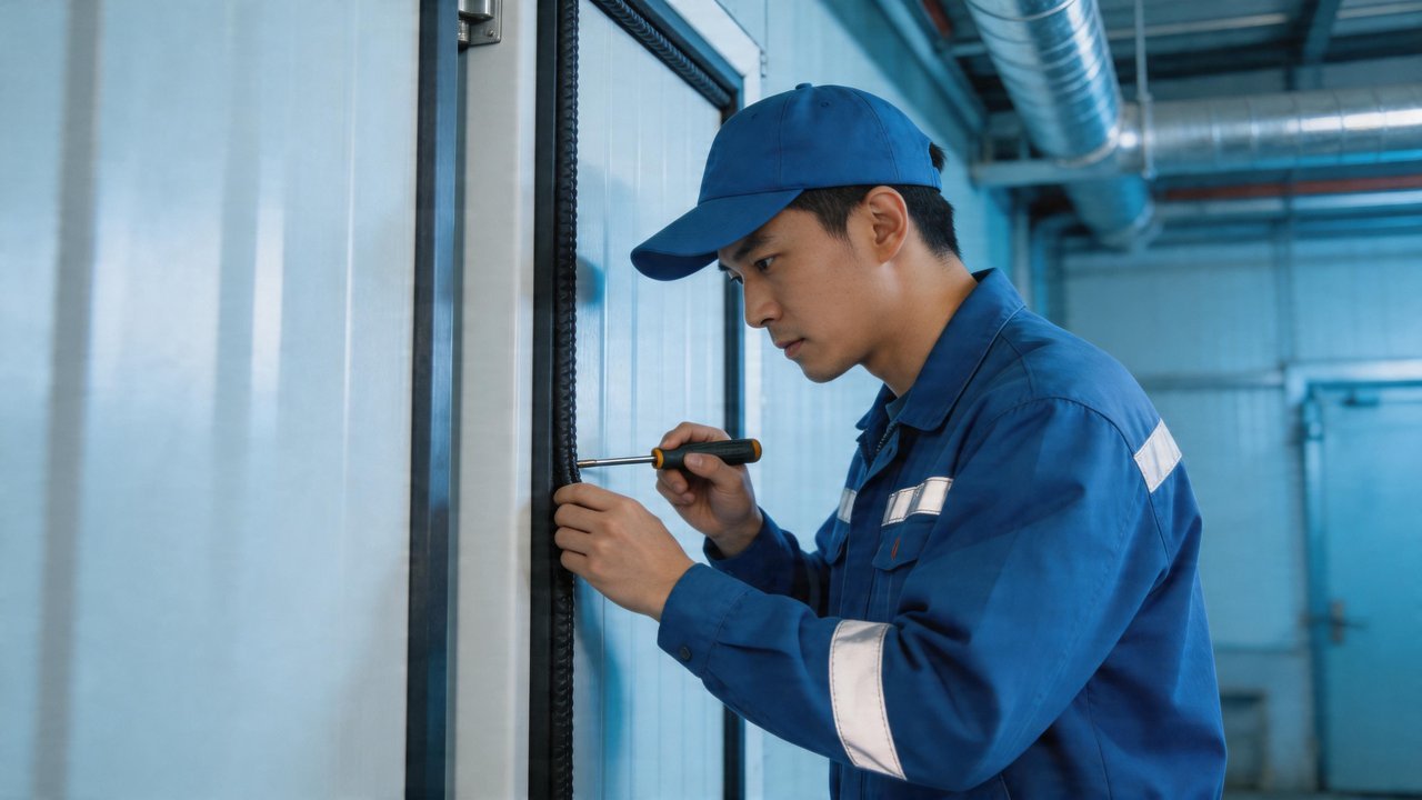 维修人员检查密封条