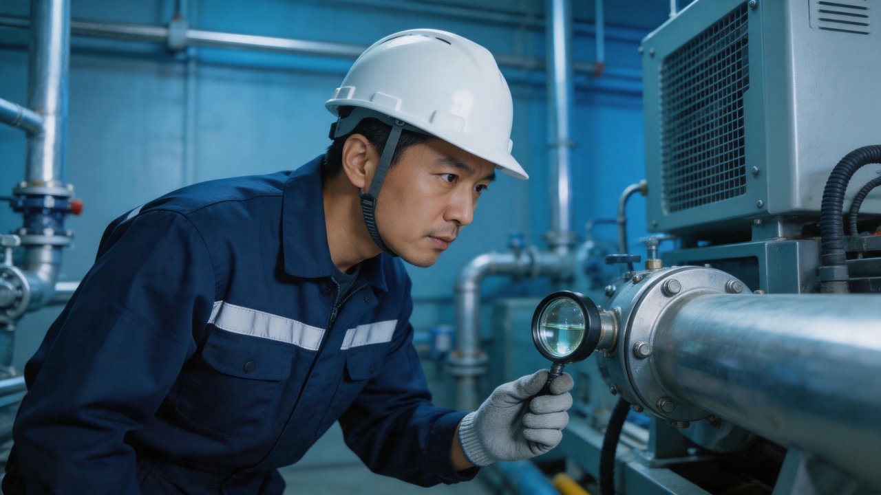 冷库维修工程师检查视液镜