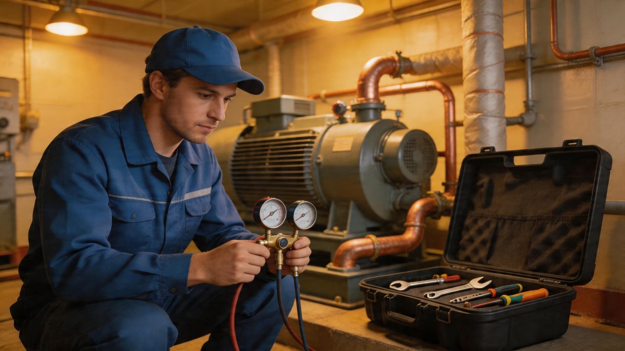 压缩机检修现场