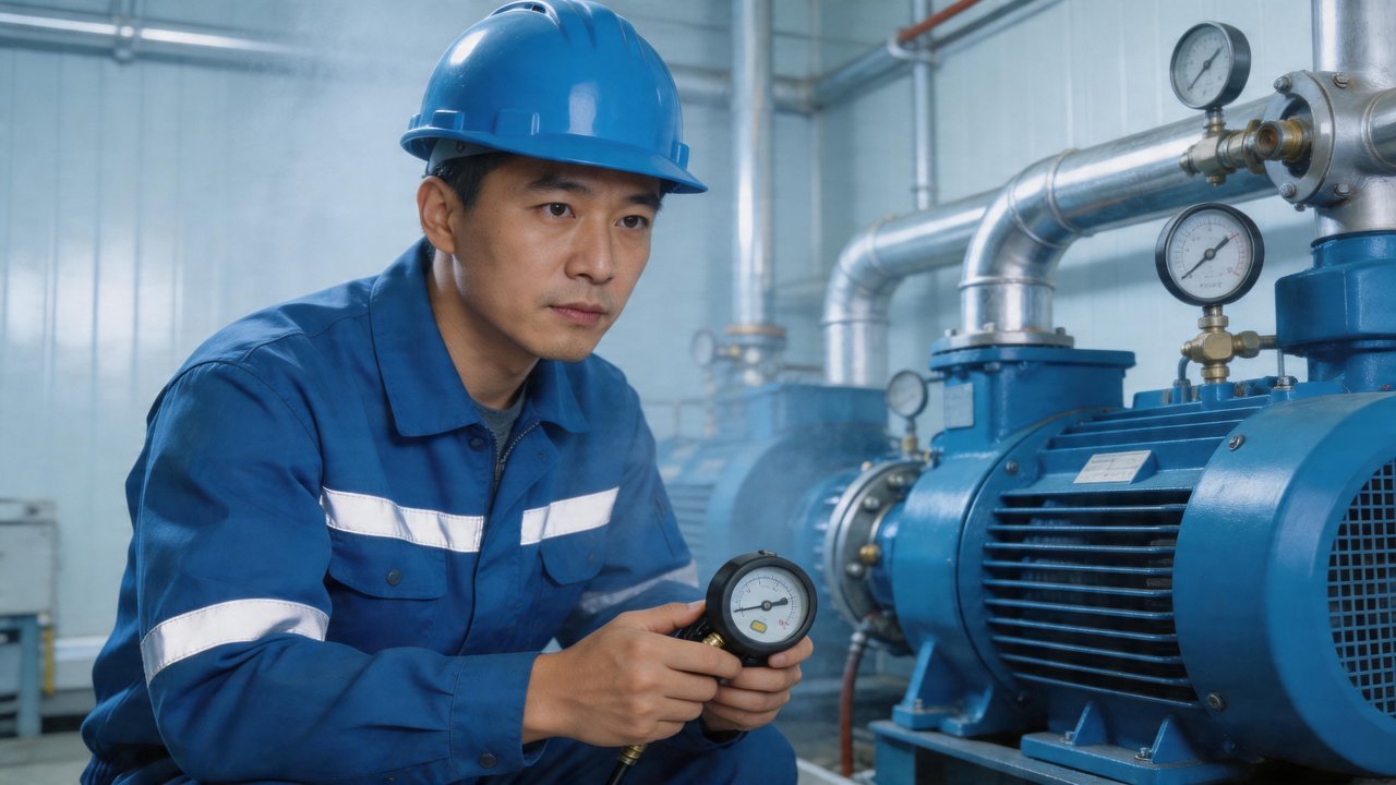 冷库维修工程师检查设备