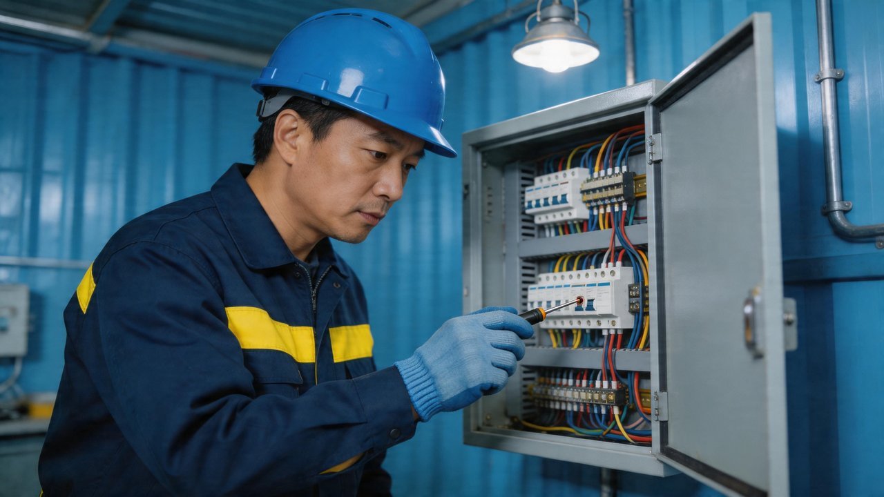 维修电工检查配电箱