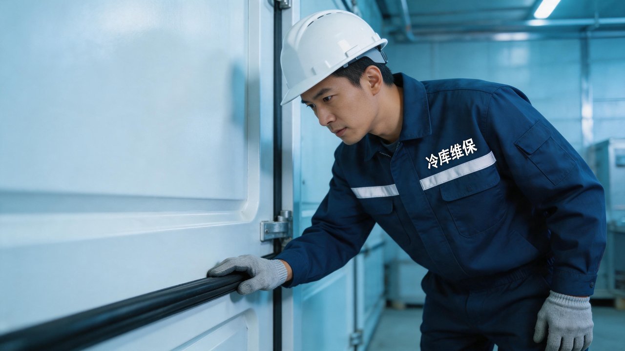 维修人员检查库门密封条