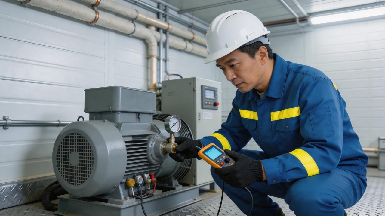 维修师傅检修压缩机