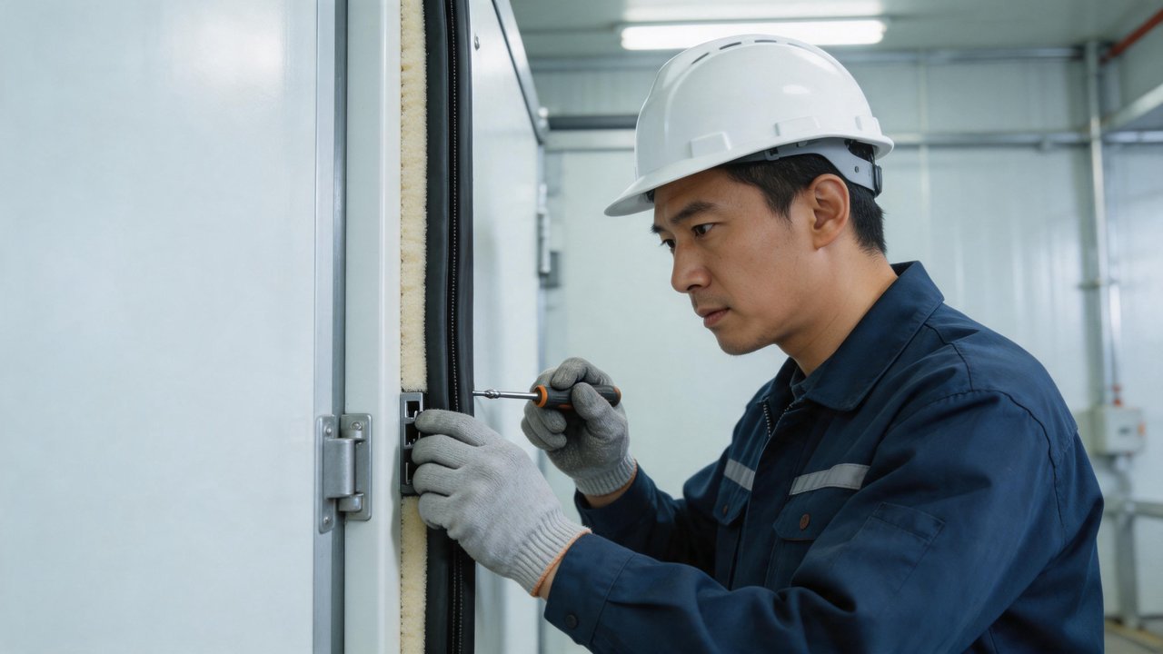 技术工人更换门封条