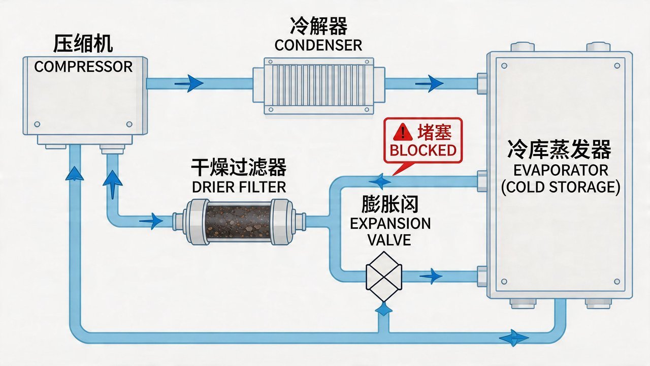 干燥过滤器脏堵示意图