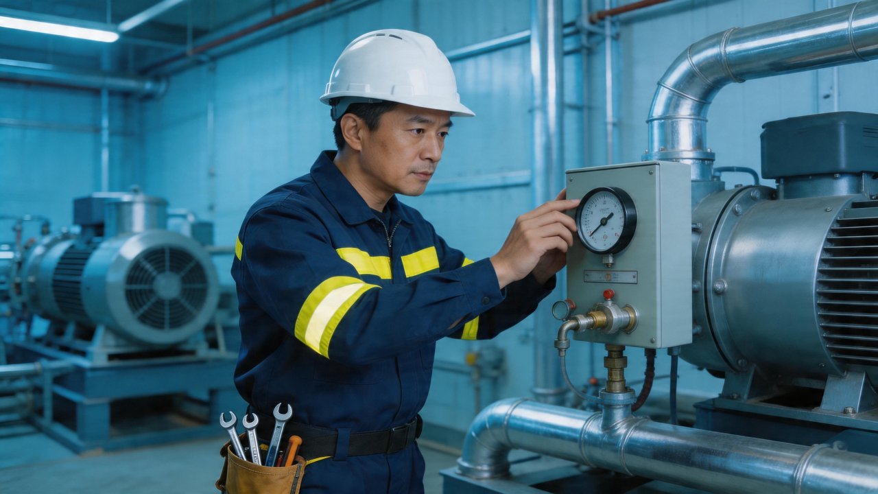 维修工程师检查设备