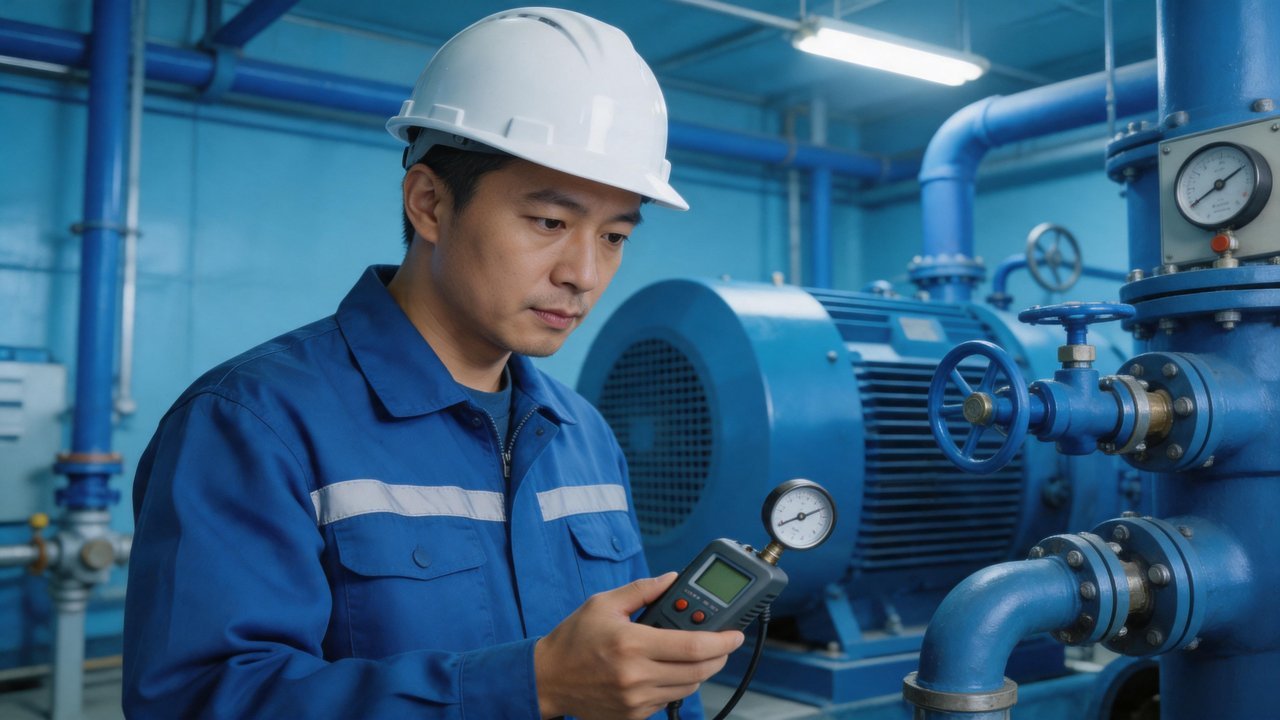 冷库检验师傅检查设备