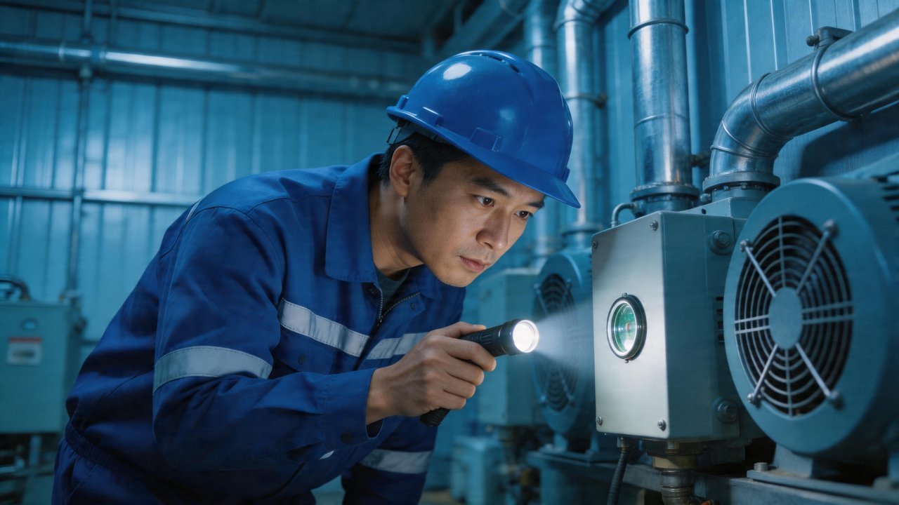 维修师傅检查视液镜