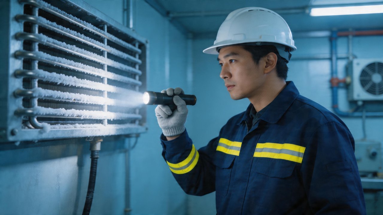 维修人员检查蒸发器