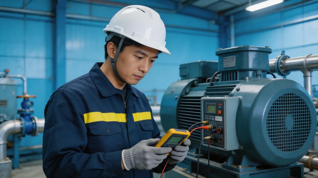 维修人员检查制冷设备