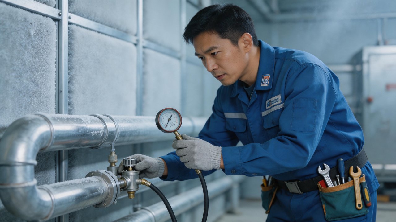 维修师傅检查膨胀阀