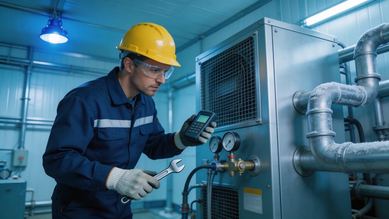 冷库维修师傅检修制冷设备