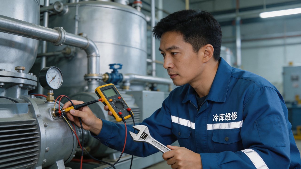维修技师检查压缩机