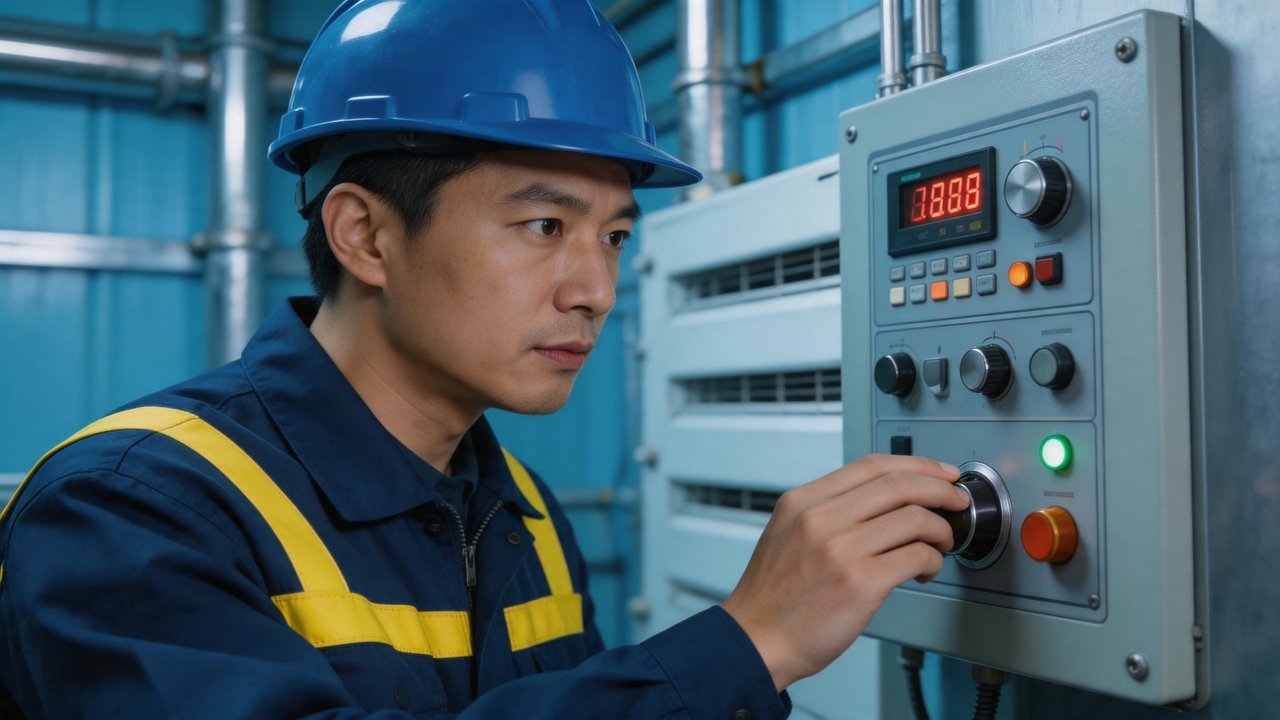 维修工程师检查温控系统