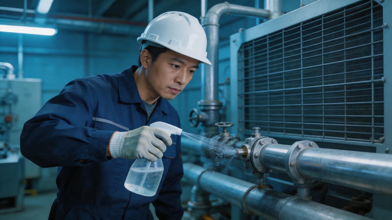维修师傅检查漏点