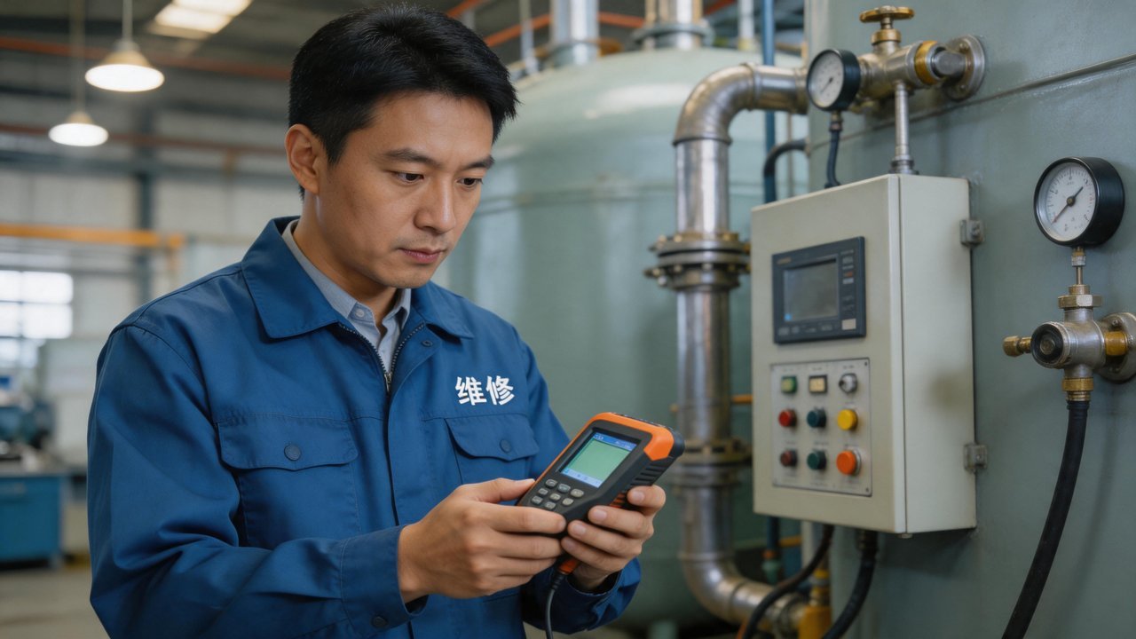 维修工程师检查气调设备