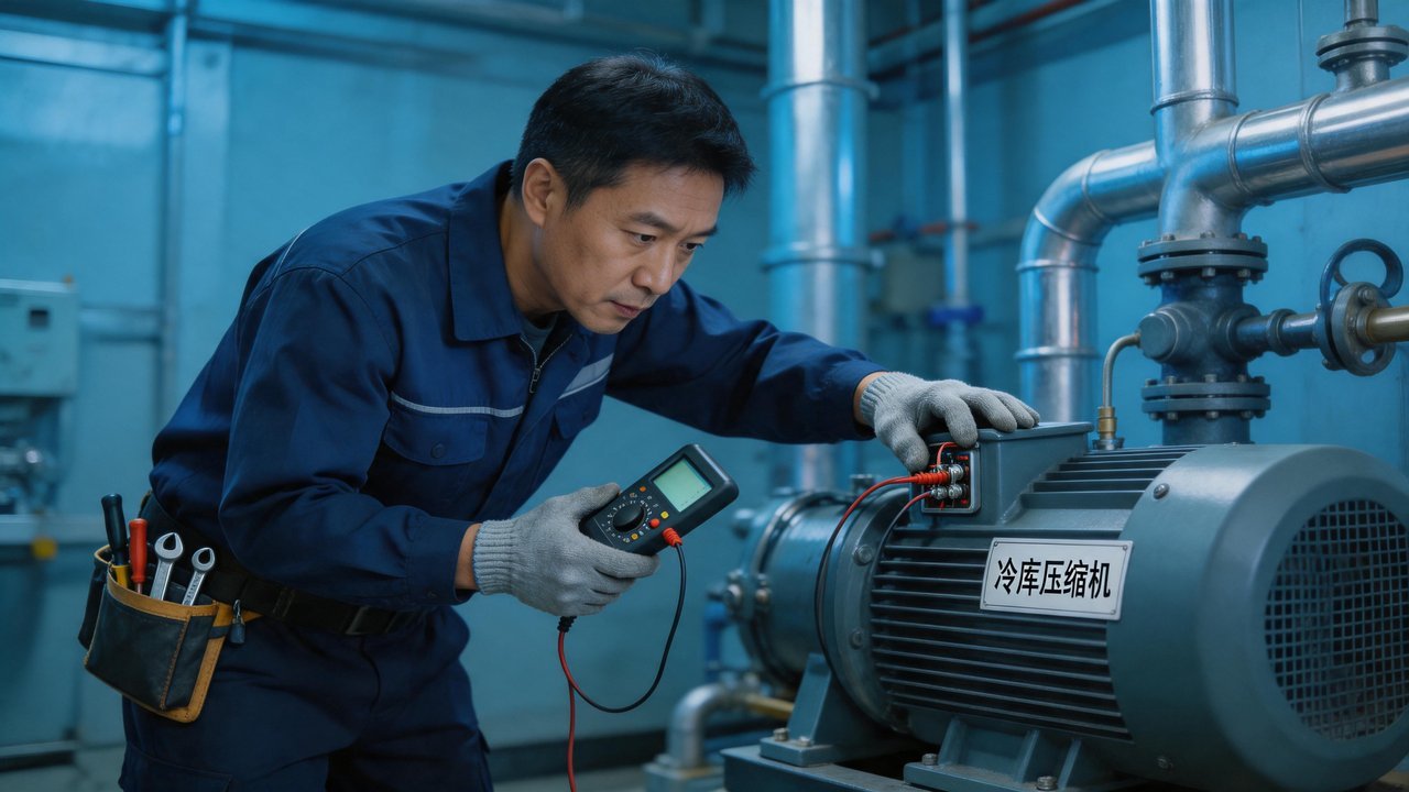 制冷维修师傅检查设备