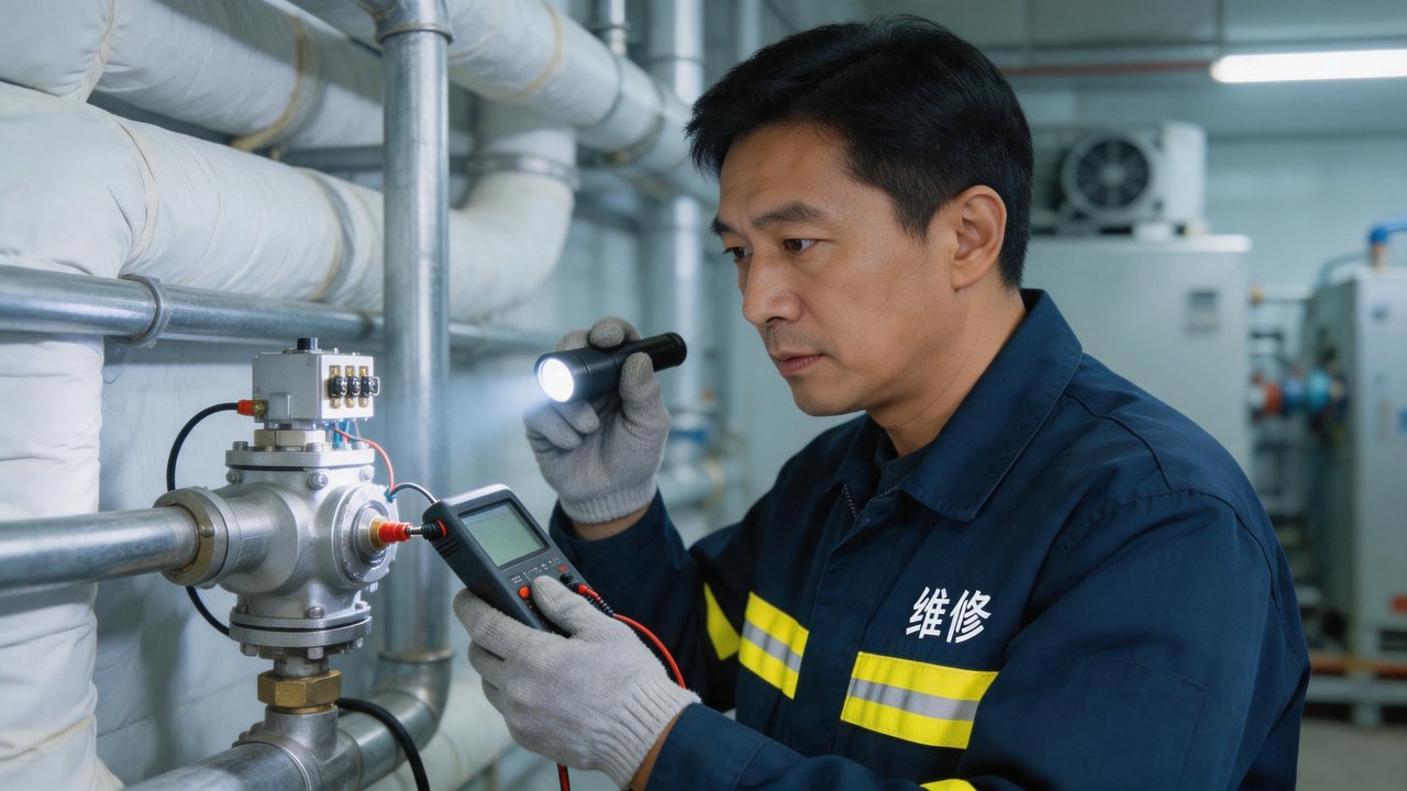 维修技师检查电磁阀