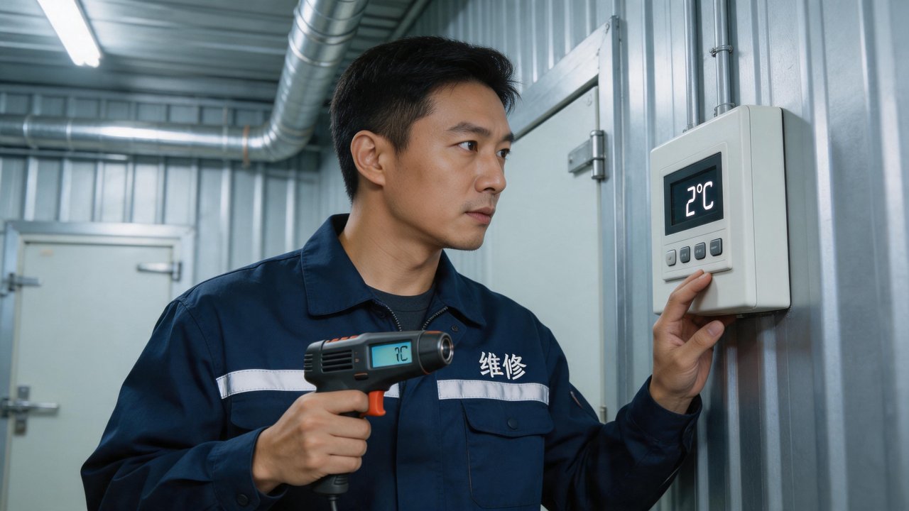 维修工程师检查温控器