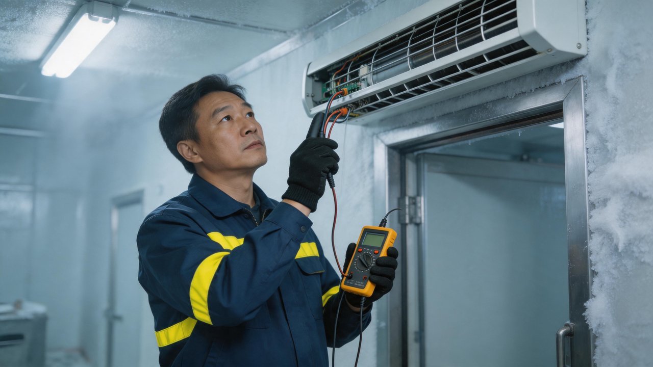 维修师傅检查风幕机