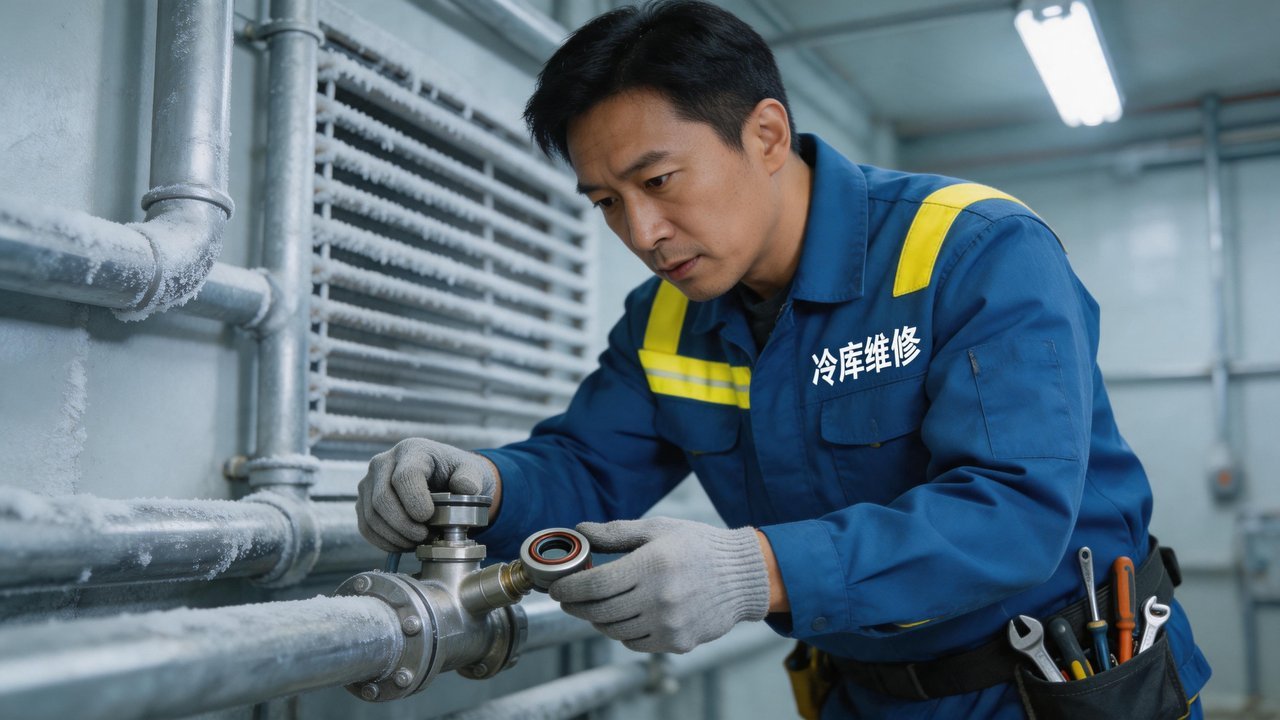 维修人员检查膨胀阀
