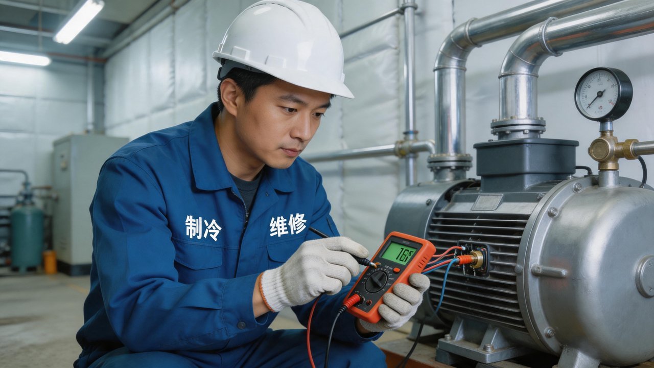 制冷工程师检查压缩机