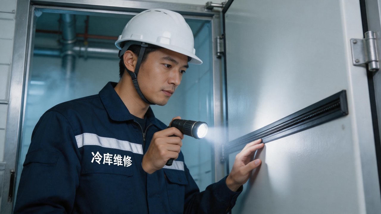 维修工程师检查库门密封条