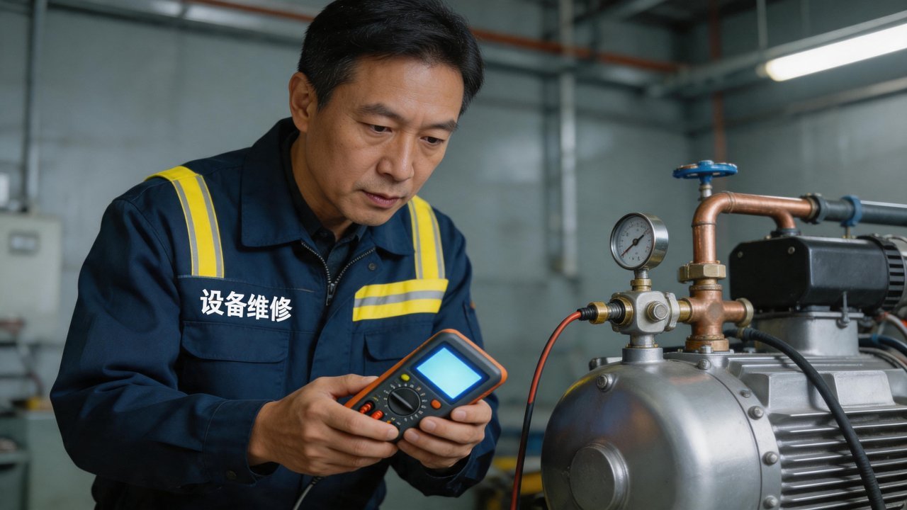 维修工程师检查冷库设备