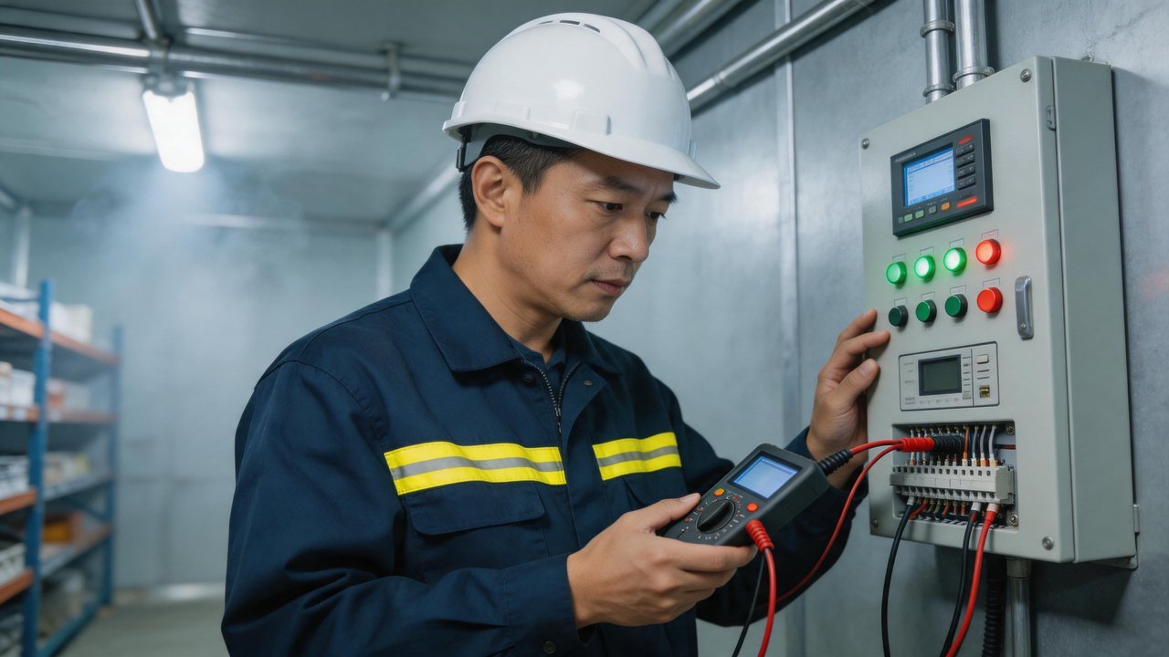 维修人员检查PLC