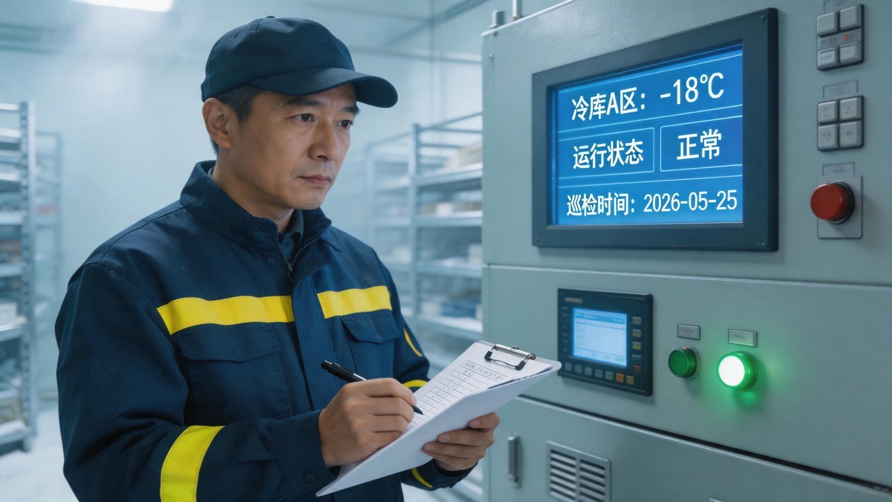巡检员查看温度监控