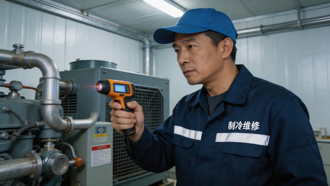 维修工程师检查压缩机