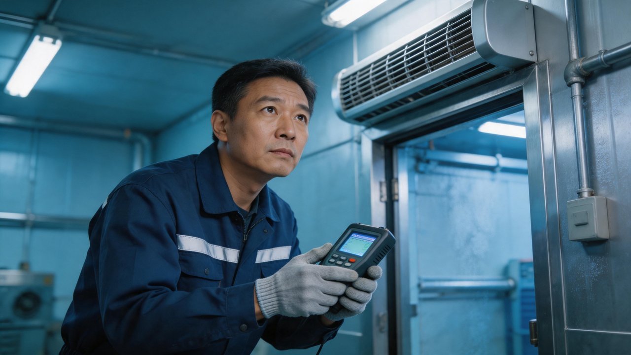 维修师傅检查风幕机