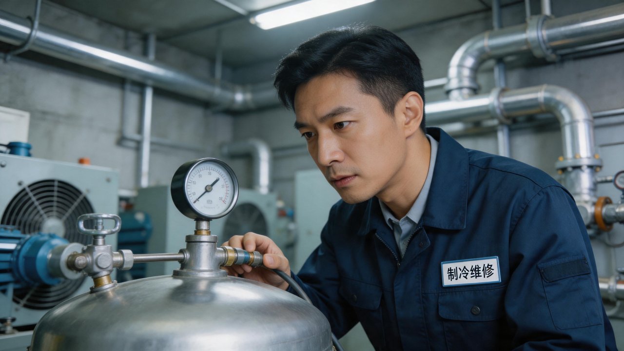维修工程师检查储液器