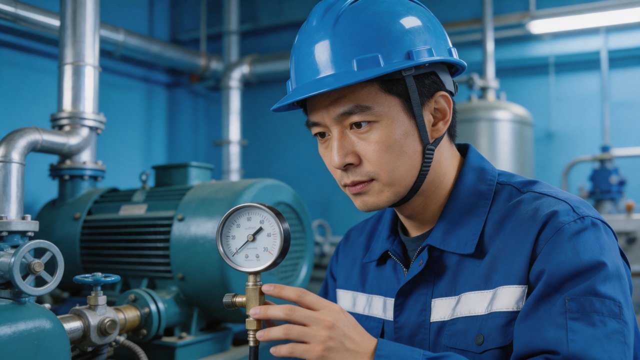 维修工程师检测压力表