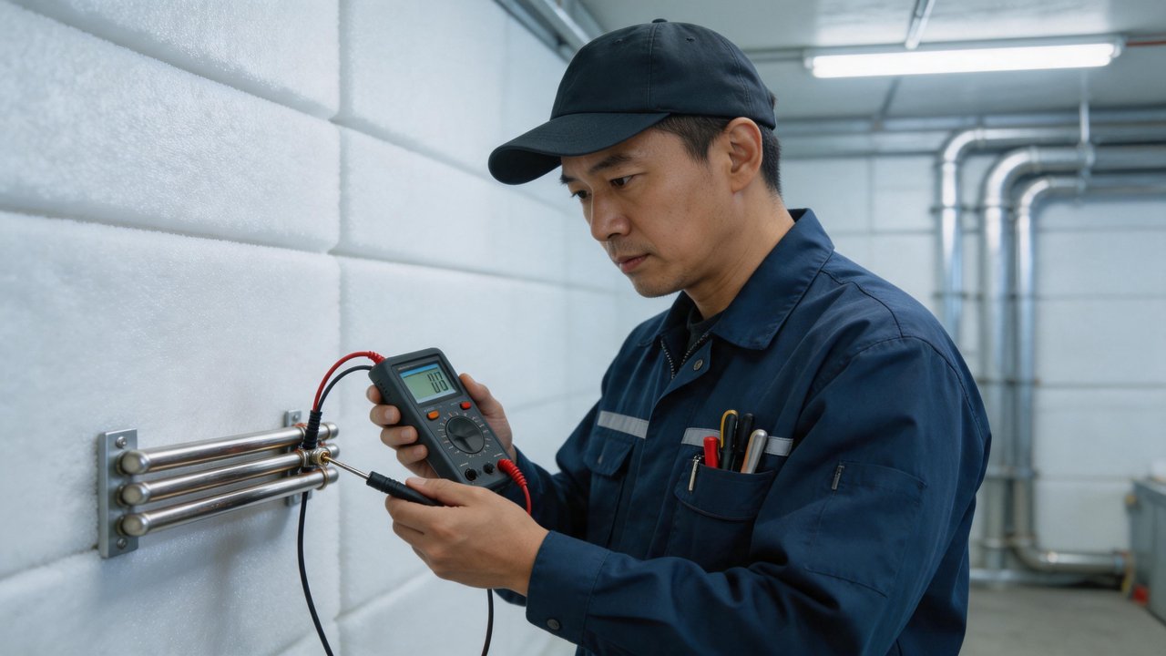 维修师傅检查电加热管