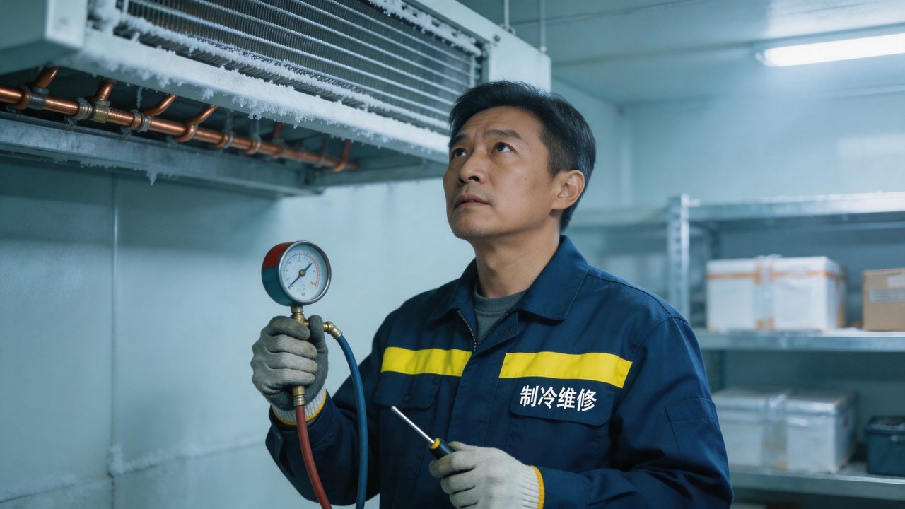 制冷维修师傅工作场景
