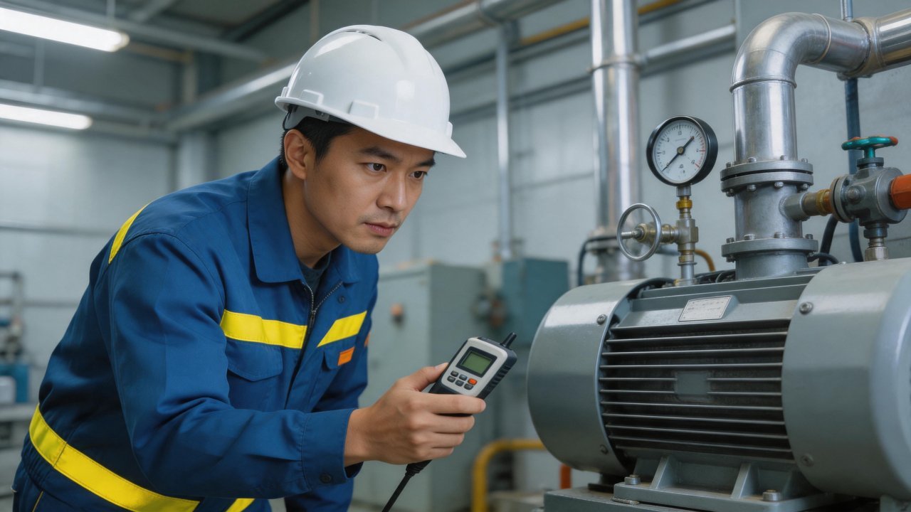 制冷工程师检查设备