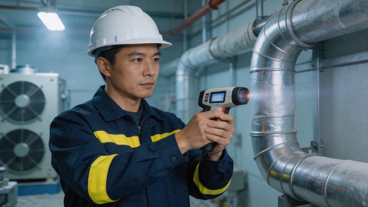 制冷工程师检查设备