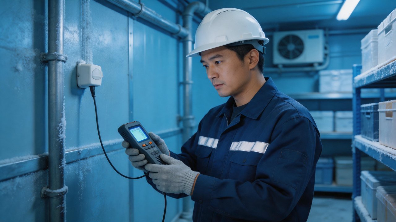 维修工程师检查温度探头