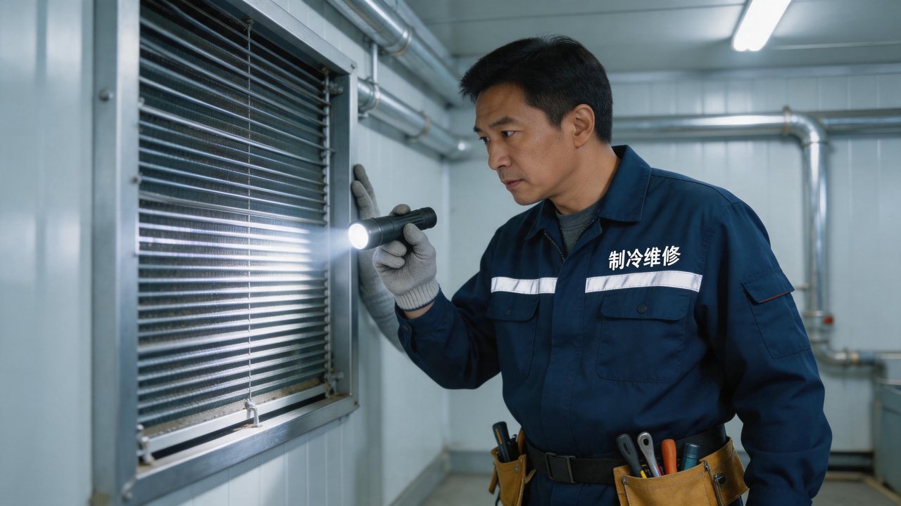 维修师傅检查蒸发器