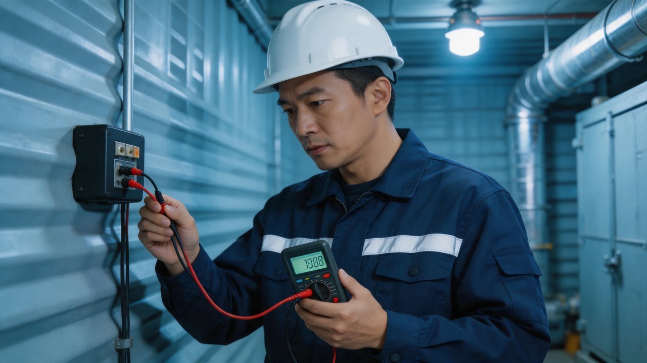 维修师傅检查感应器