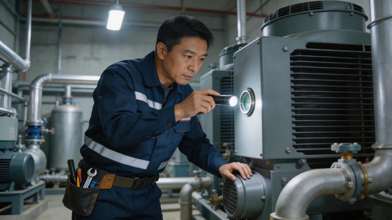 维修师傅检查视液镜